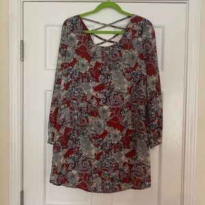 Charming Charlie Red Patterned Dress/Tunic